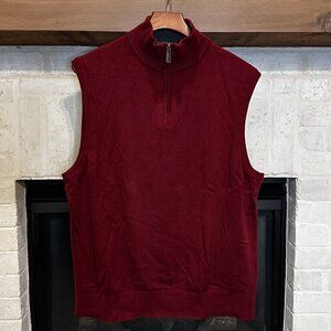 Daniel Cremieux Supima Cotton Quarter-Zip Vest in Burgundy - Size XL